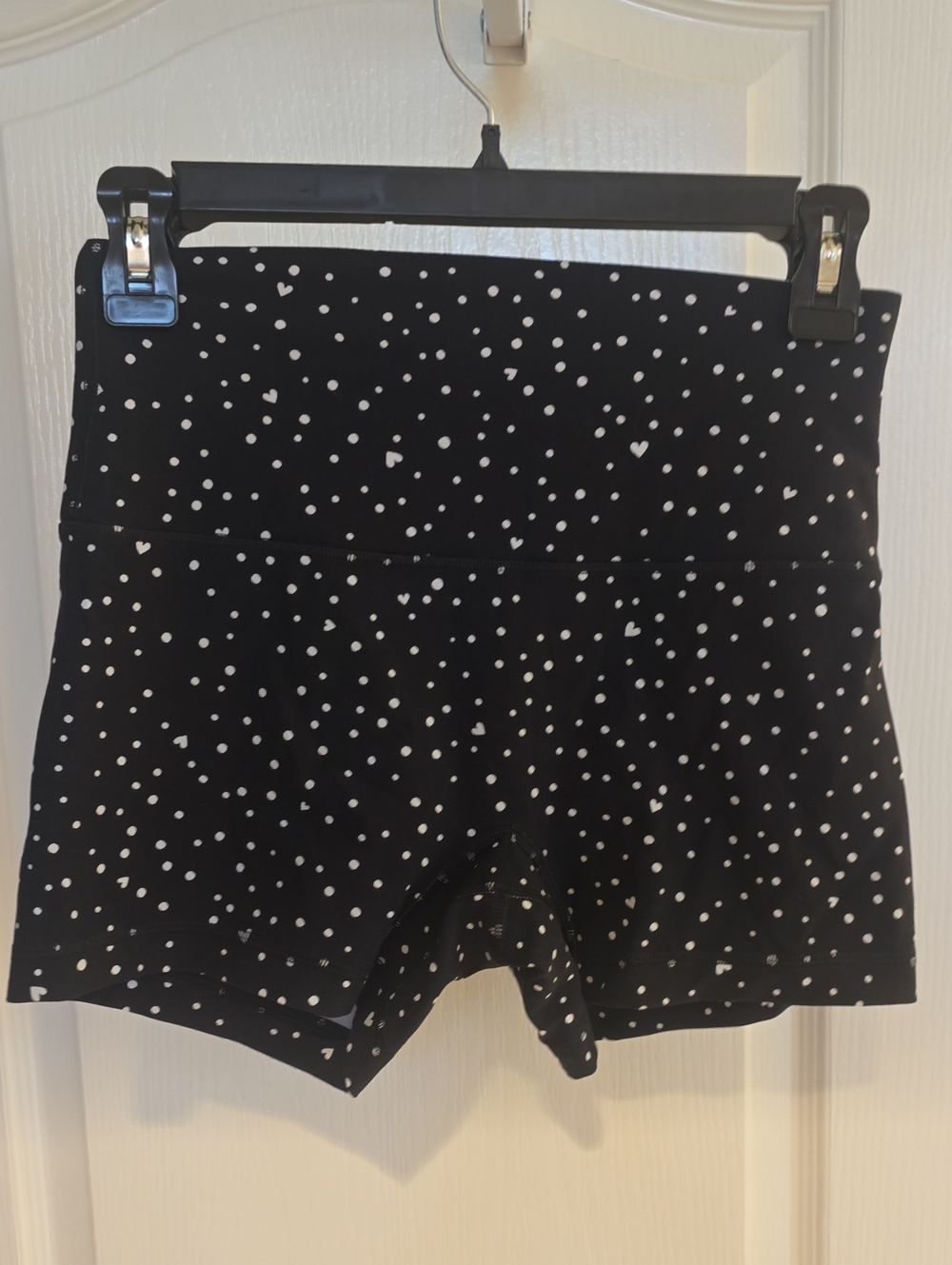 lululemon athletica Black with White Scattered Hearts Bike Shorts
